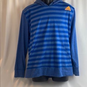 Blue striped adidas hoodie pullover climawarm